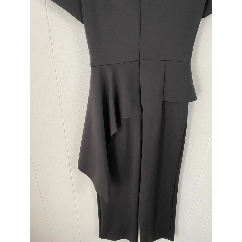 Black Halo Eve Laurel Berman Asymmetrical Peplum Jumpsuit Black Size 6